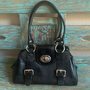 Floto Romina Handmade Italian Black Leather Satchel Handbag Purse